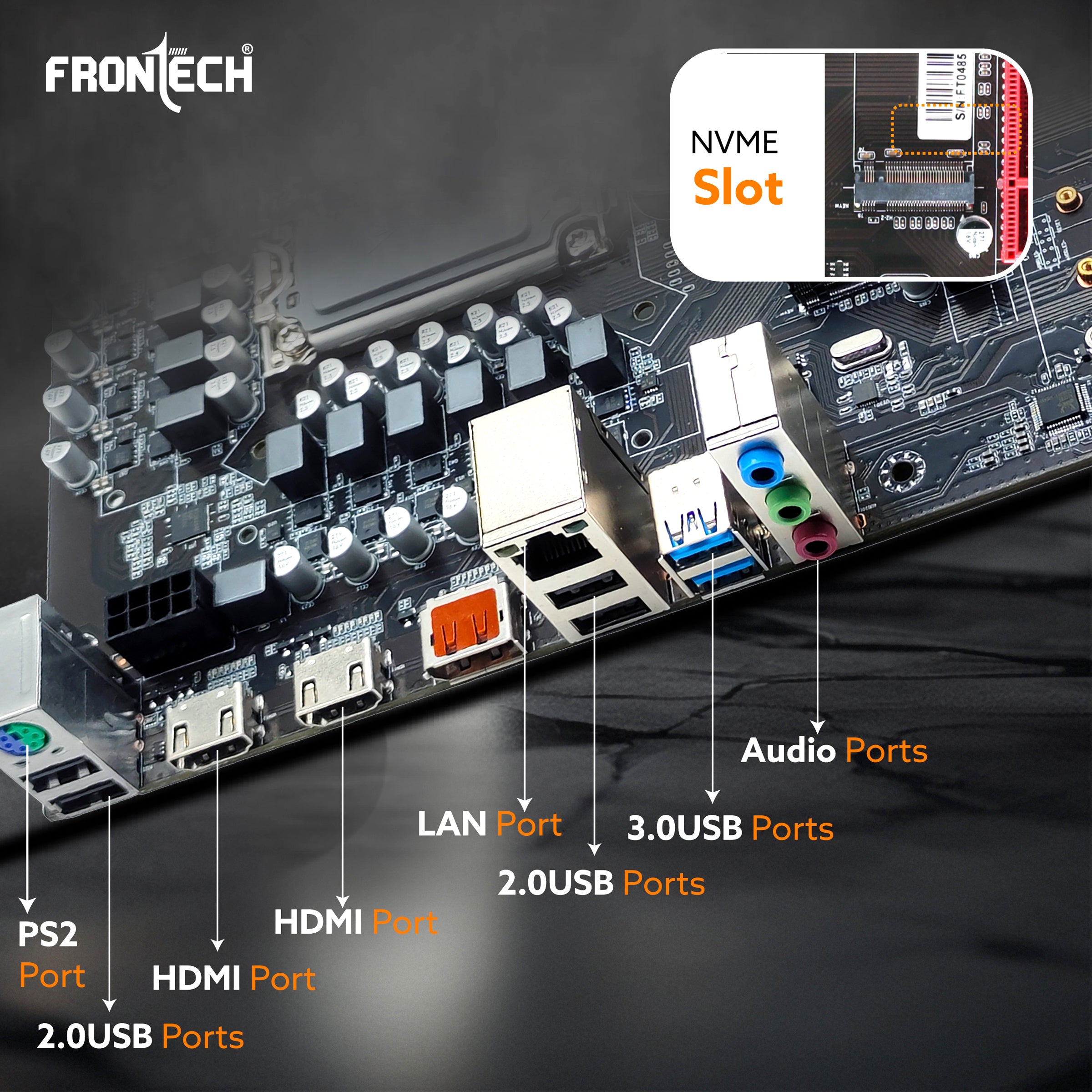 Frontech H610 Motherboard | Supports 12th Gen CPUs (LGA 1700), DDR4 3200, Realtek Audio, 2xUSB 3.0, 4xUSB 2.0, 3xSATA, NVMe/M.2, HDMI, VGA, PCIe x16 (FT-0485) Frontech H610 Motherboard | Supports 12th Gen CPUs (LGA 1700), DDR4 3200, Realtek Audio, 2xUSB 3.0, 4xUSB 2.0, 3xSATA, NVMe/M.2, HDMI, VGA, PCIe x16 (FT-0485)